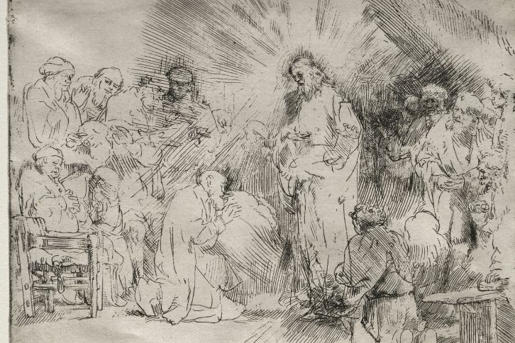 Etching of Christ appearing the the Apostles